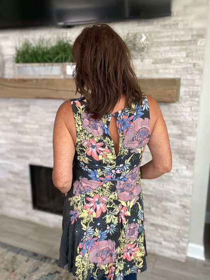 Free People Backyard Party Printed Tunic Dress Top - Size Lg