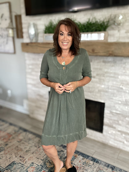 Olive Green Midi Dress by Natural Reflections - Size XL