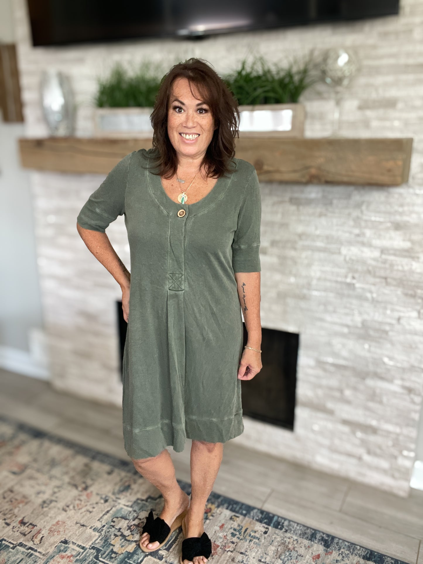 Olive Green Midi Dress by Natural Reflections - Size XL