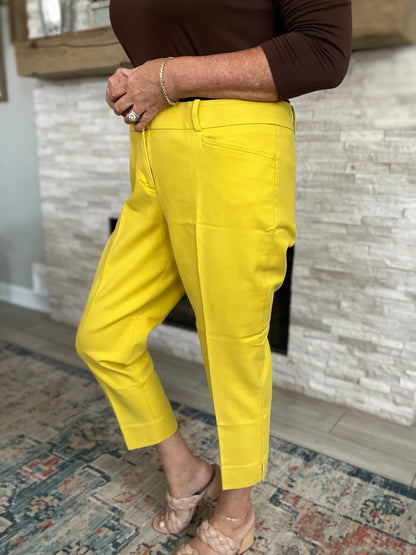 LOFT Marissa Yellow Cropped Pants - Size 14