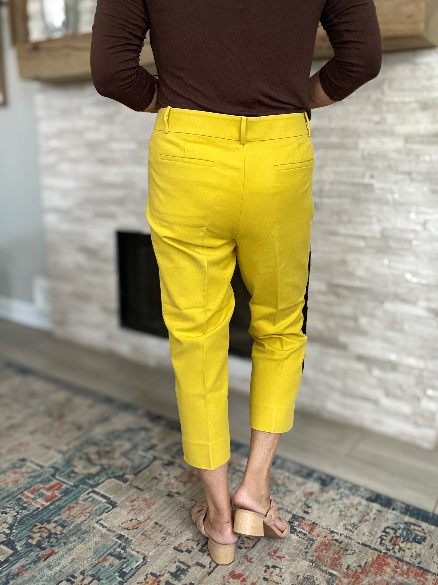 LOFT Marissa Yellow Cropped Pants - Size 14