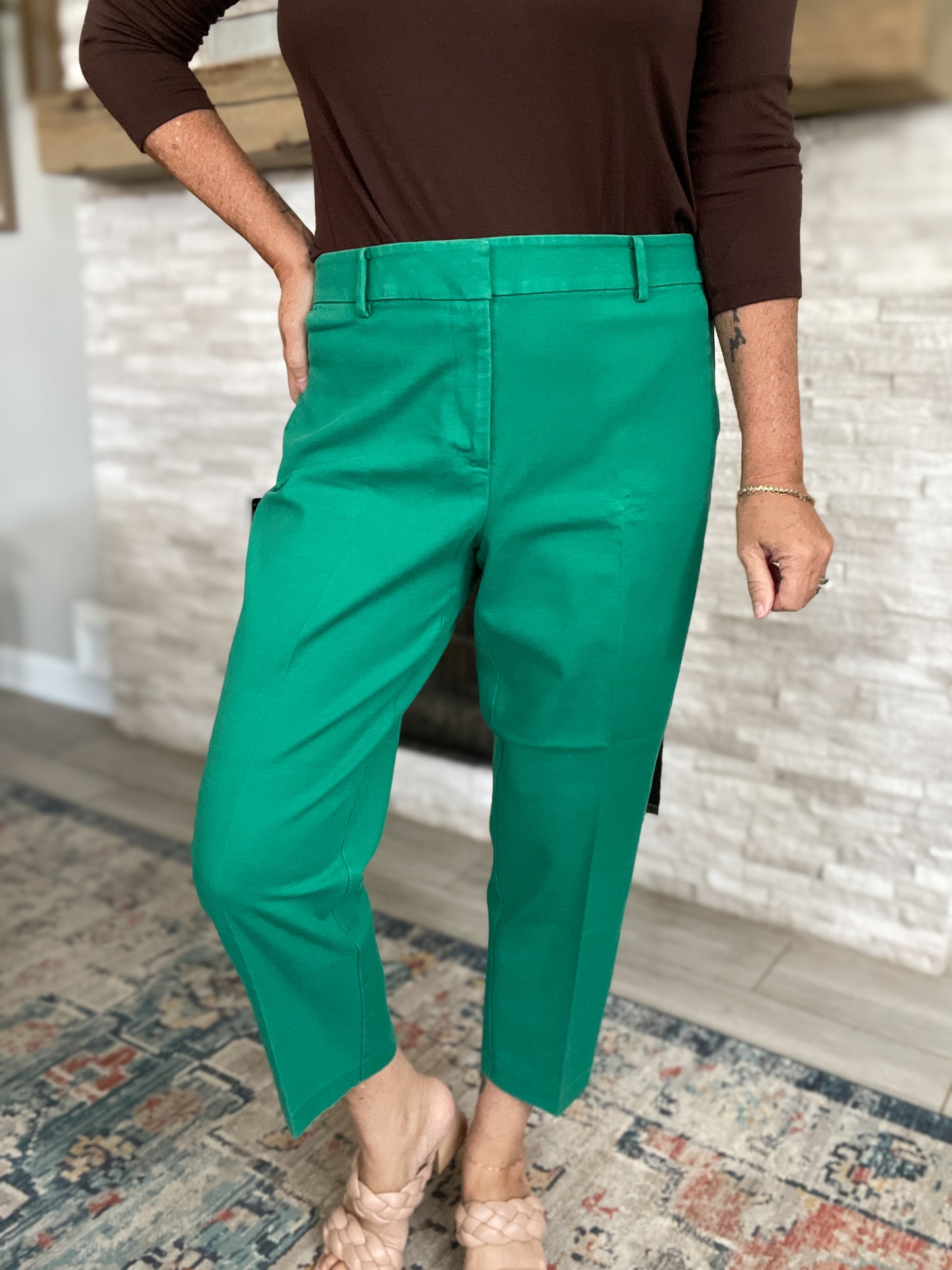 LOFT Marissa Green Cropped Pants - Size 14