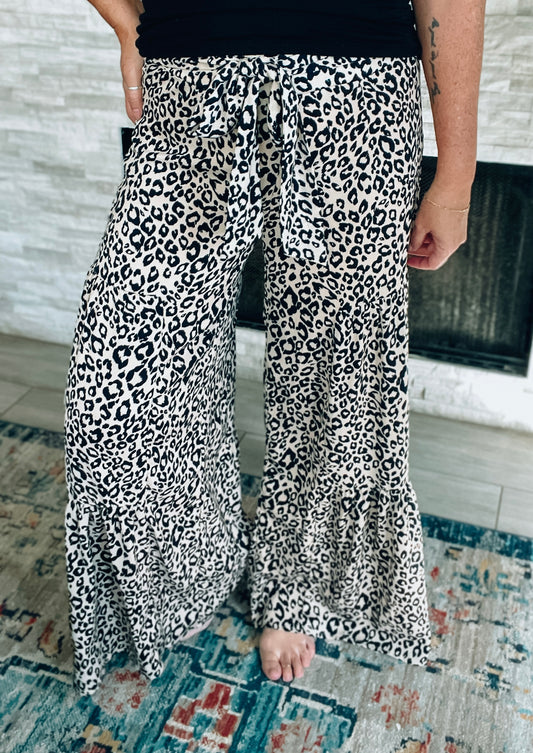 Leopard Print Palazzo Pants - Size Med