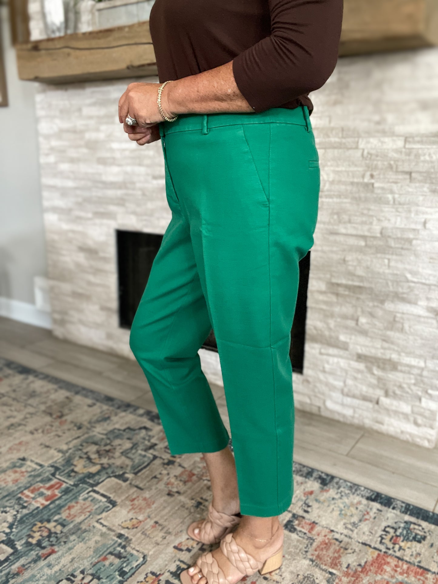 LOFT Marissa Green Cropped Pants - Size 14