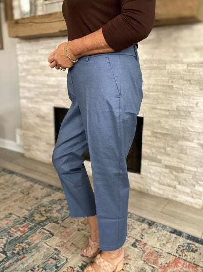 LOFT Riviera Slim Pants in Texture in Blue Multi - Size 14