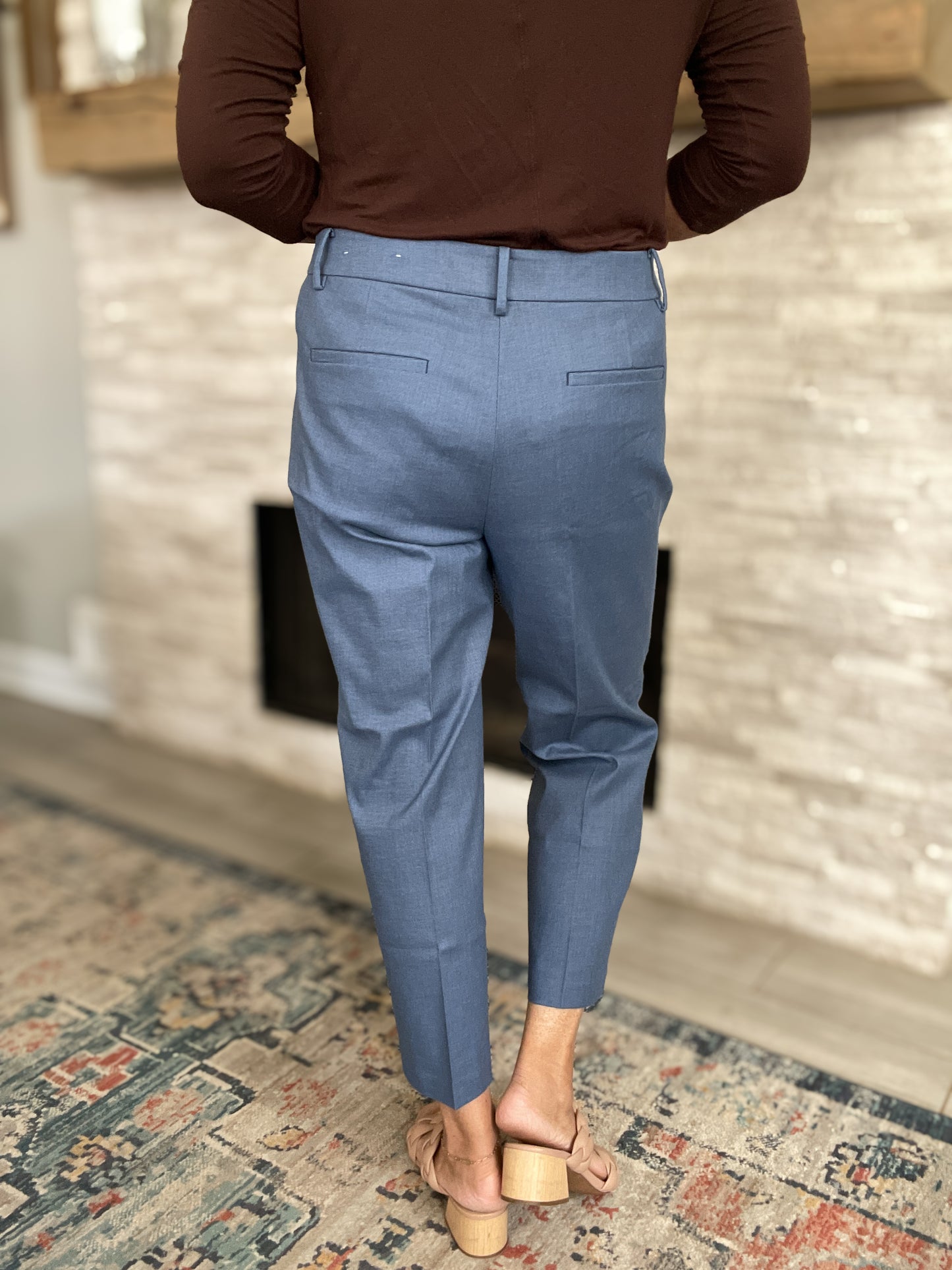 LOFT Riviera Slim Pants in Texture in Blue Multi - Size 14