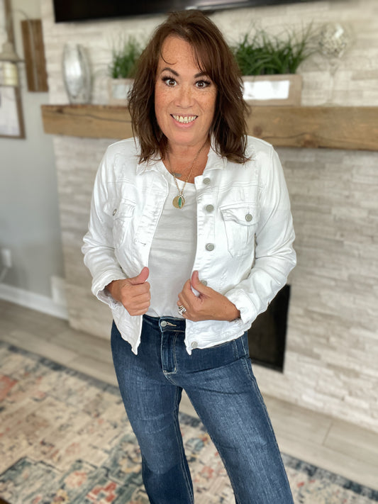 White Denim Jacket by Dear John - Size Large