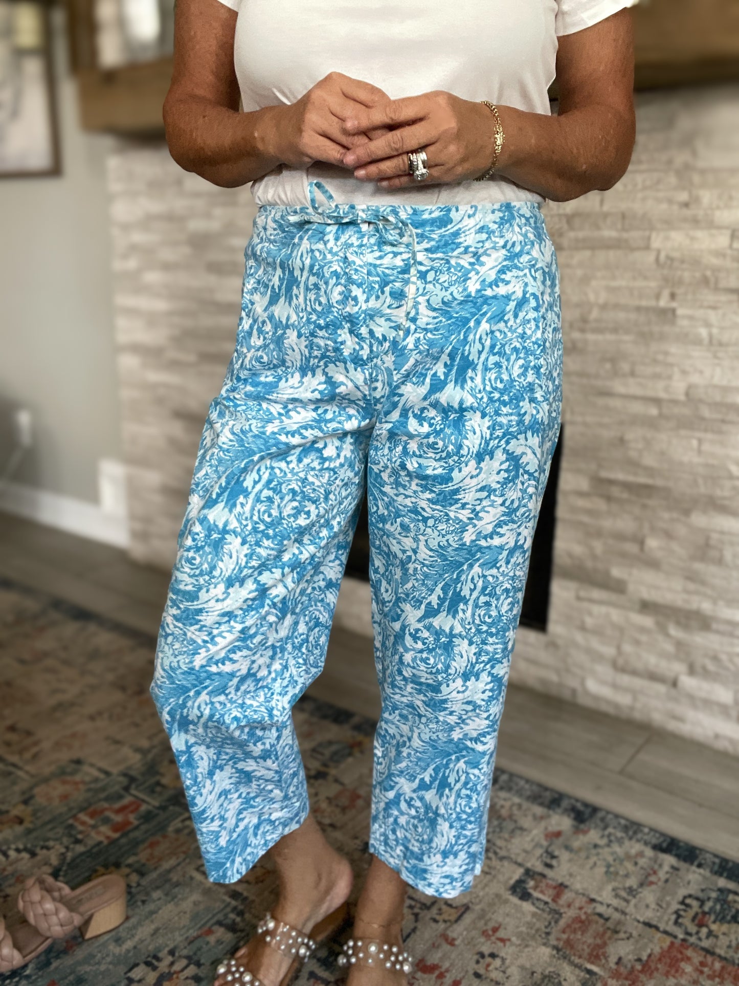 Blue Floral Pants by Talbots - Size 12