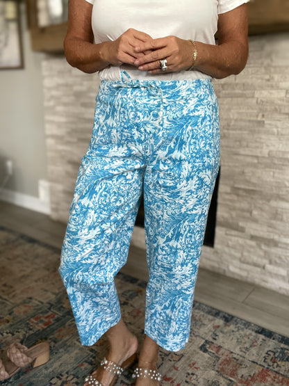 Blue Floral Pants by Talbots - Size 12