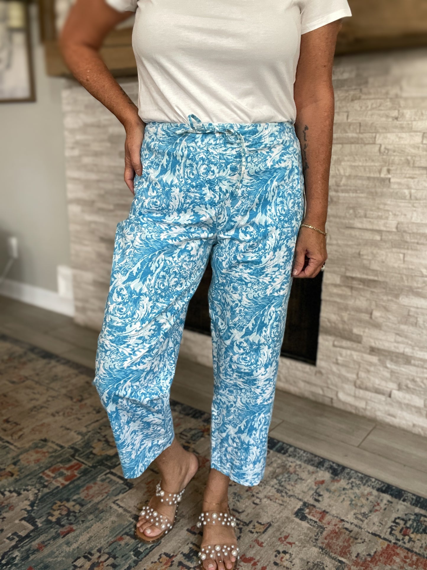 Blue Floral Pants by Talbots - Size 12