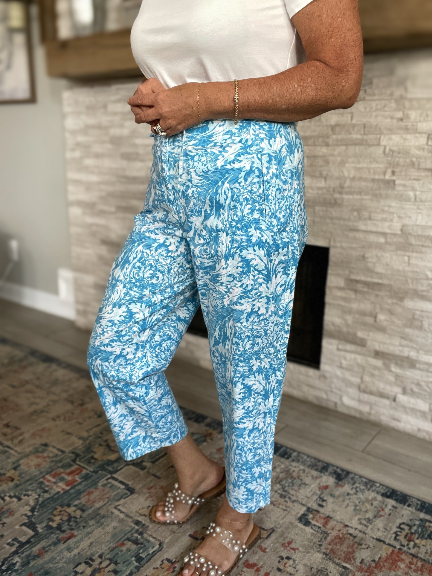 Blue Floral Pants by Talbots - Size 12