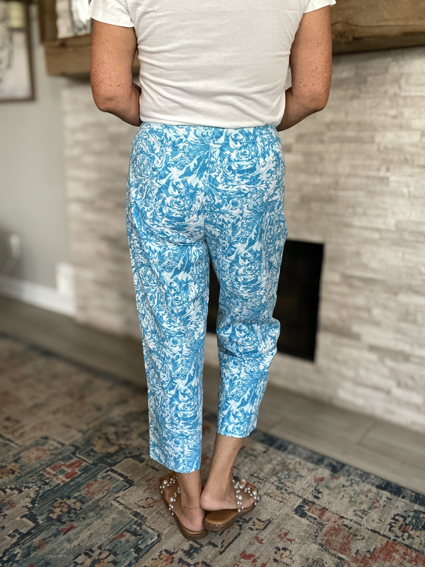 Blue Floral Pants by Talbots - Size 12