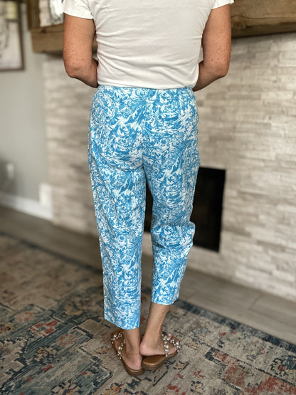 Blue Floral Pants by Talbots - Size 12