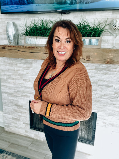 Contrast Trim Short Cardigan - Size Med