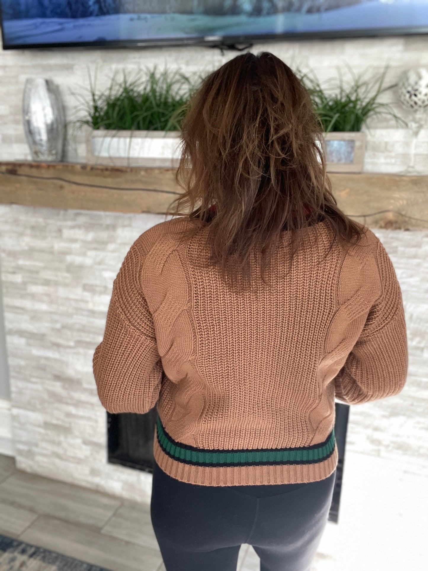 Contrast Trim Short Cardigan - Size Med