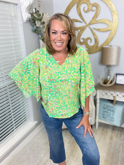 Green Kimono Sleeve Blouse NWT - Size Small