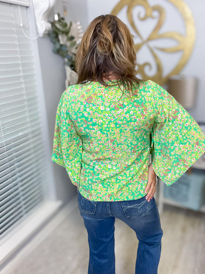 Green Kimono Sleeve Blouse NWT - Size Small