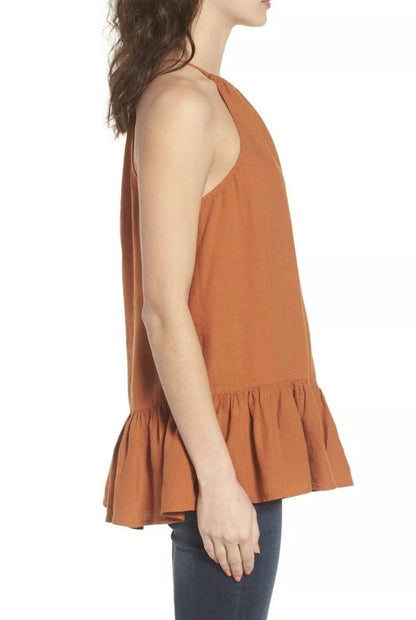 Asymmetrical Peplum Ruffle Tank Top NWT - Size Large